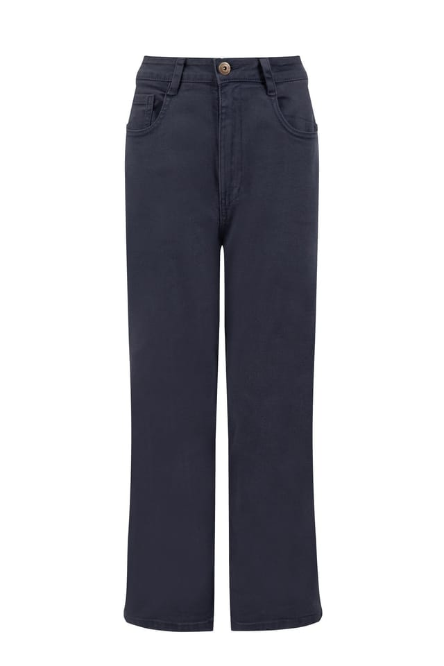 Weird Fish Weird Fish Women's Soulina Wide Leg Cropped Denim Jeans in Navy - 2