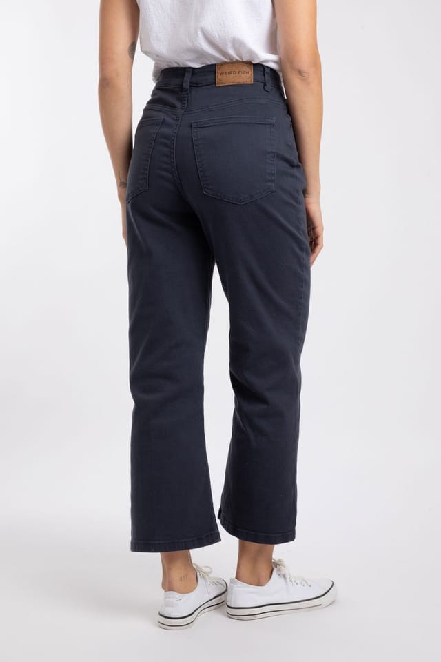 Weird Fish Weird Fish Women's Soulina Wide Leg Cropped Denim Jeans in Navy - 3