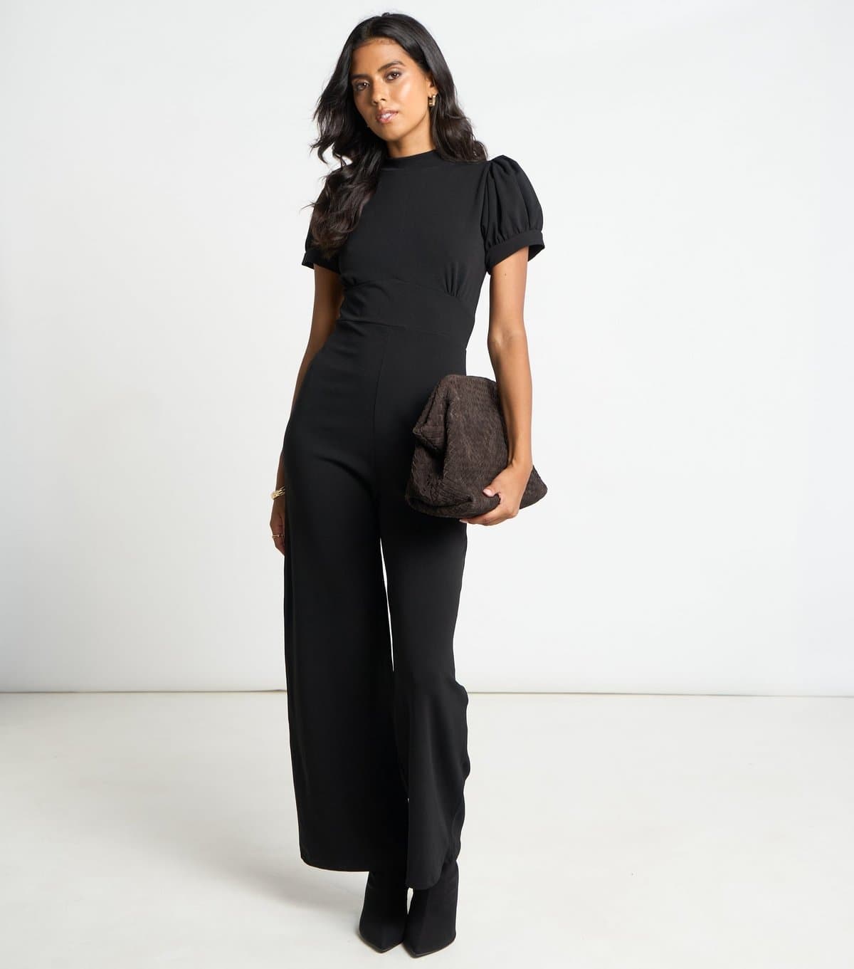 ARCH Women's Black Puff Sleeve High Neck Jumpsuit ARCH New Look