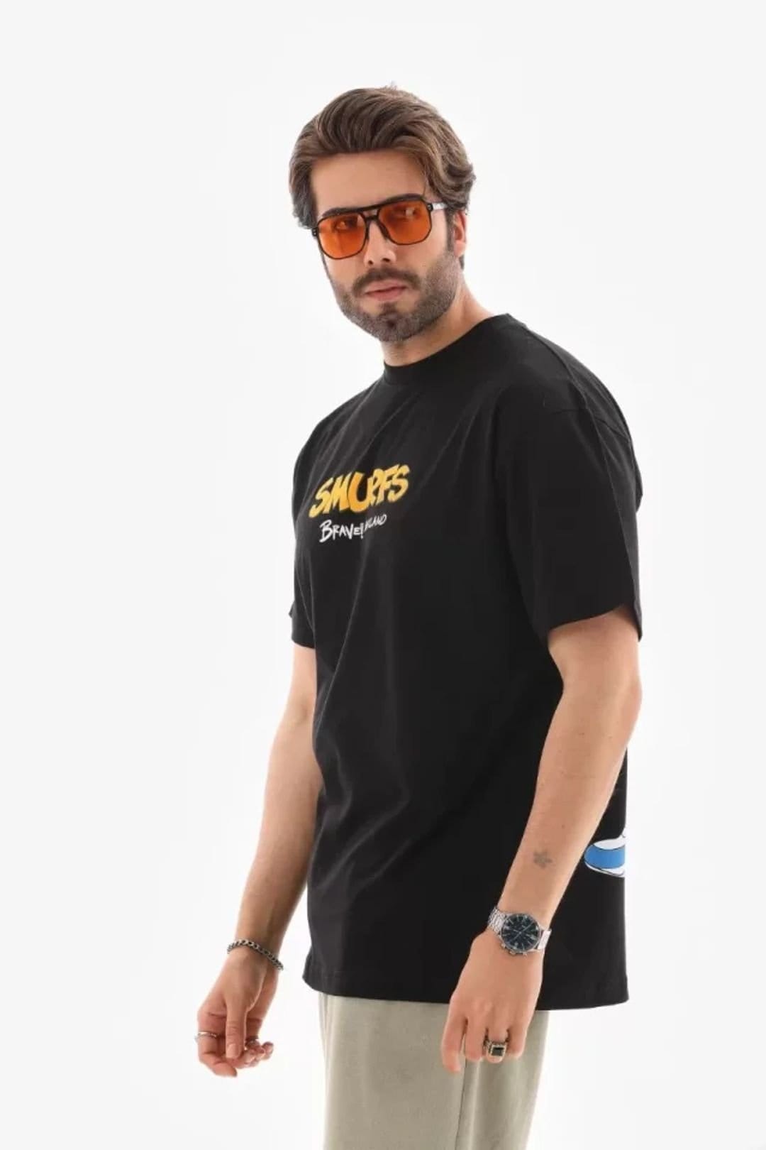Janes Janes Men's Oversized Crew Neck T-Shirt in Black - 4