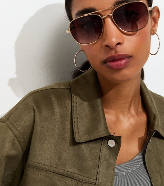 New Look Women's Light Khaki Faux Suede Boxy Shacket New Look - 3
