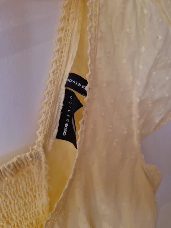 ASOS Pastel yellow size 12 broderie asos summer playsuit