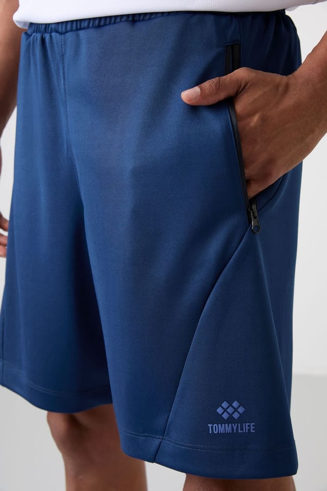 Tommy Life Tommy Life Men's Polyester Knit Sweat Shorts in Navy - 3