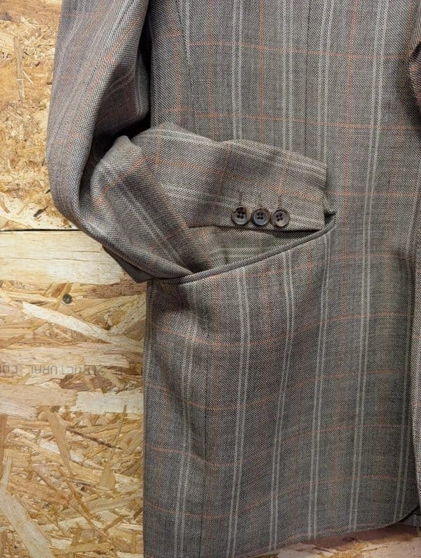 Aquascutum Aquascutum Blazer Mens Brown Windowpane Check Tailored Lined Jacket Vintage UK - 1