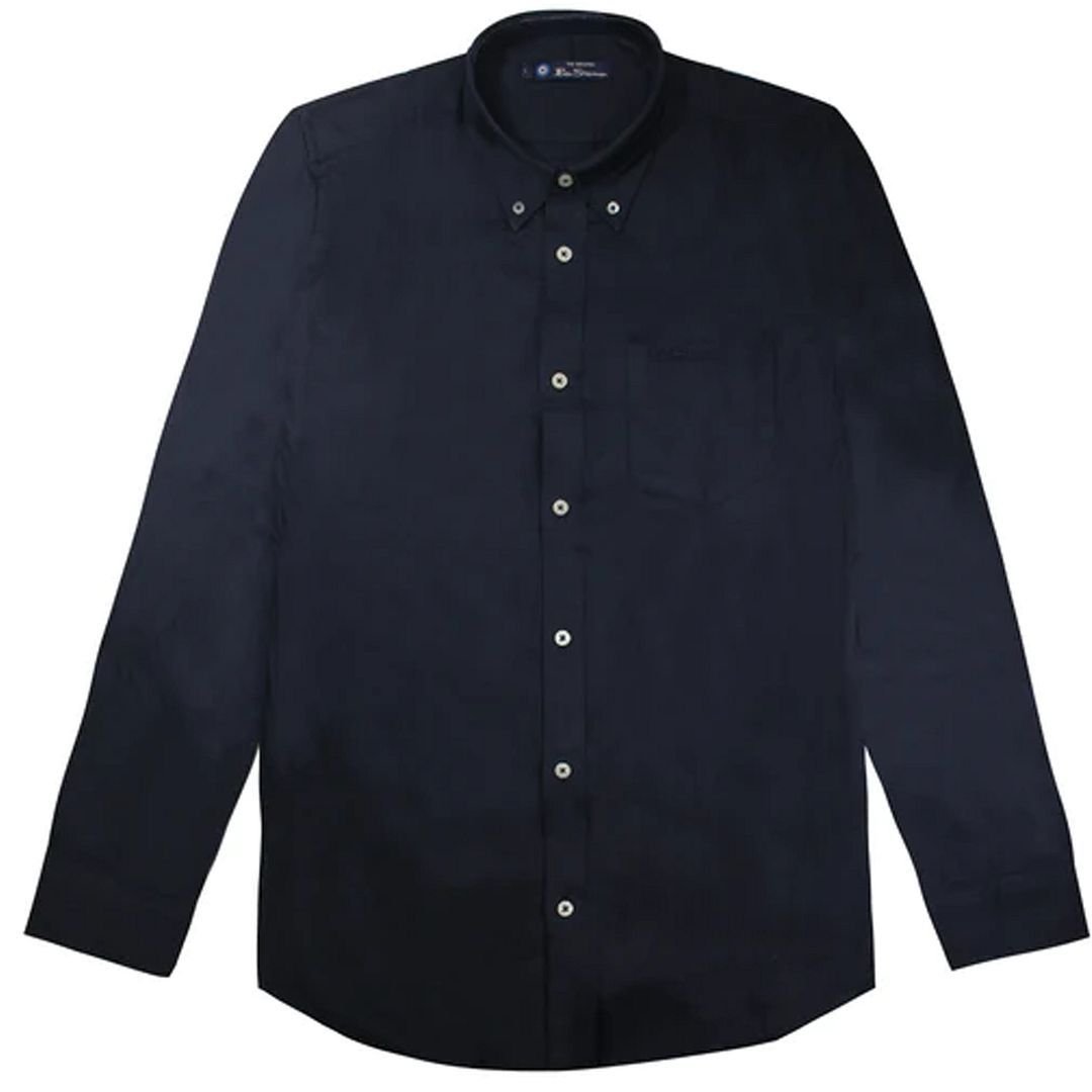 Ben Sherman Ben Sherman Men's Long Sleeve Collared Navy Blue Oxford Shirt - 4