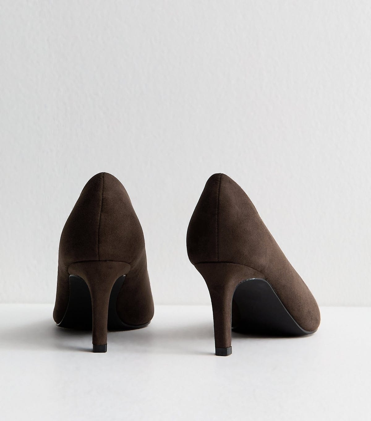 New Look Women's Wide Fit Dark Brown Faux Suede Court Shoes Vegan New Look - 4