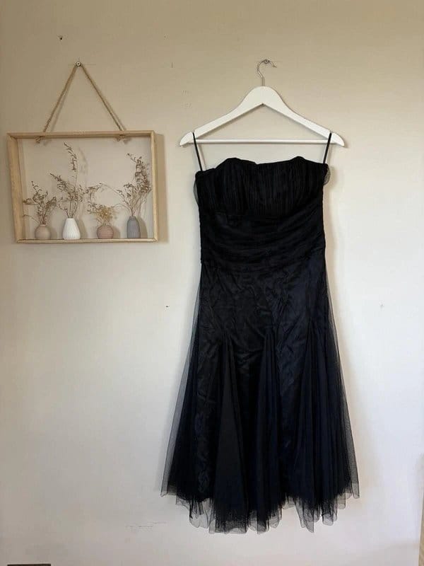 Monsoon Black Tulle Evening Prom Dress UK 12