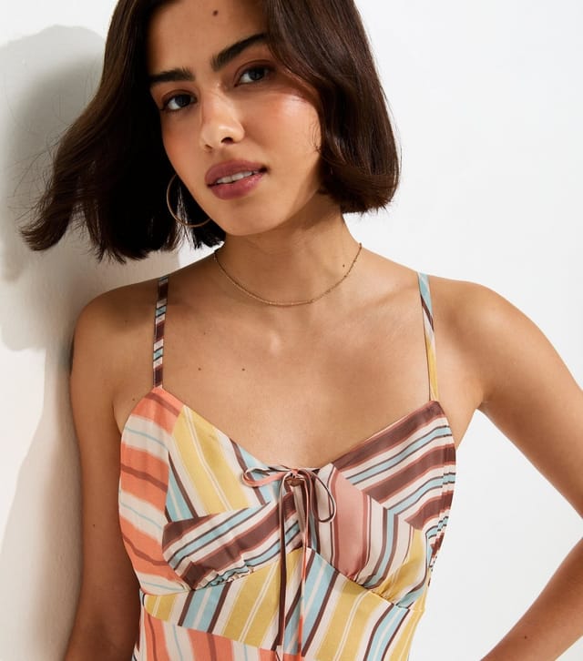 New Look Women's Multicoloured Abstract Pattern Hanky Hem Chiffon Mini Dress New Look - 2