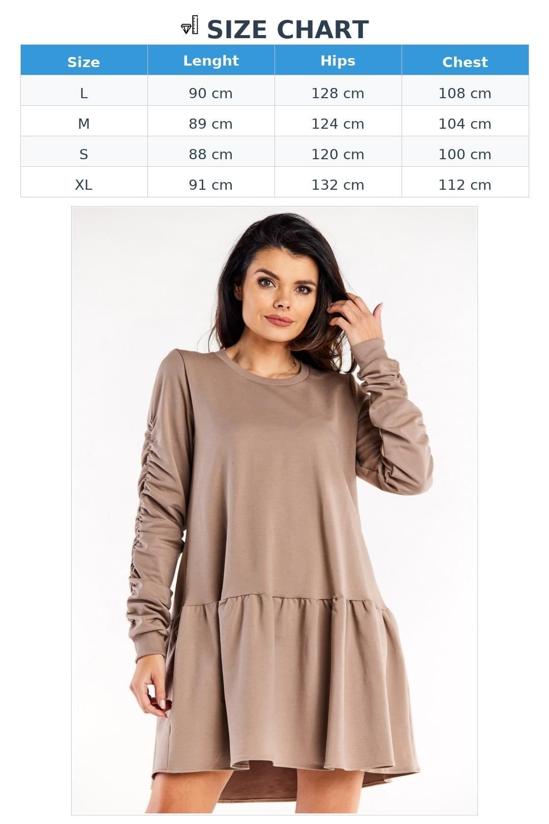 Love Lace Love Lace Women's Loose Long Sleeve Round Neck Ruffle Dress in Brown - 4