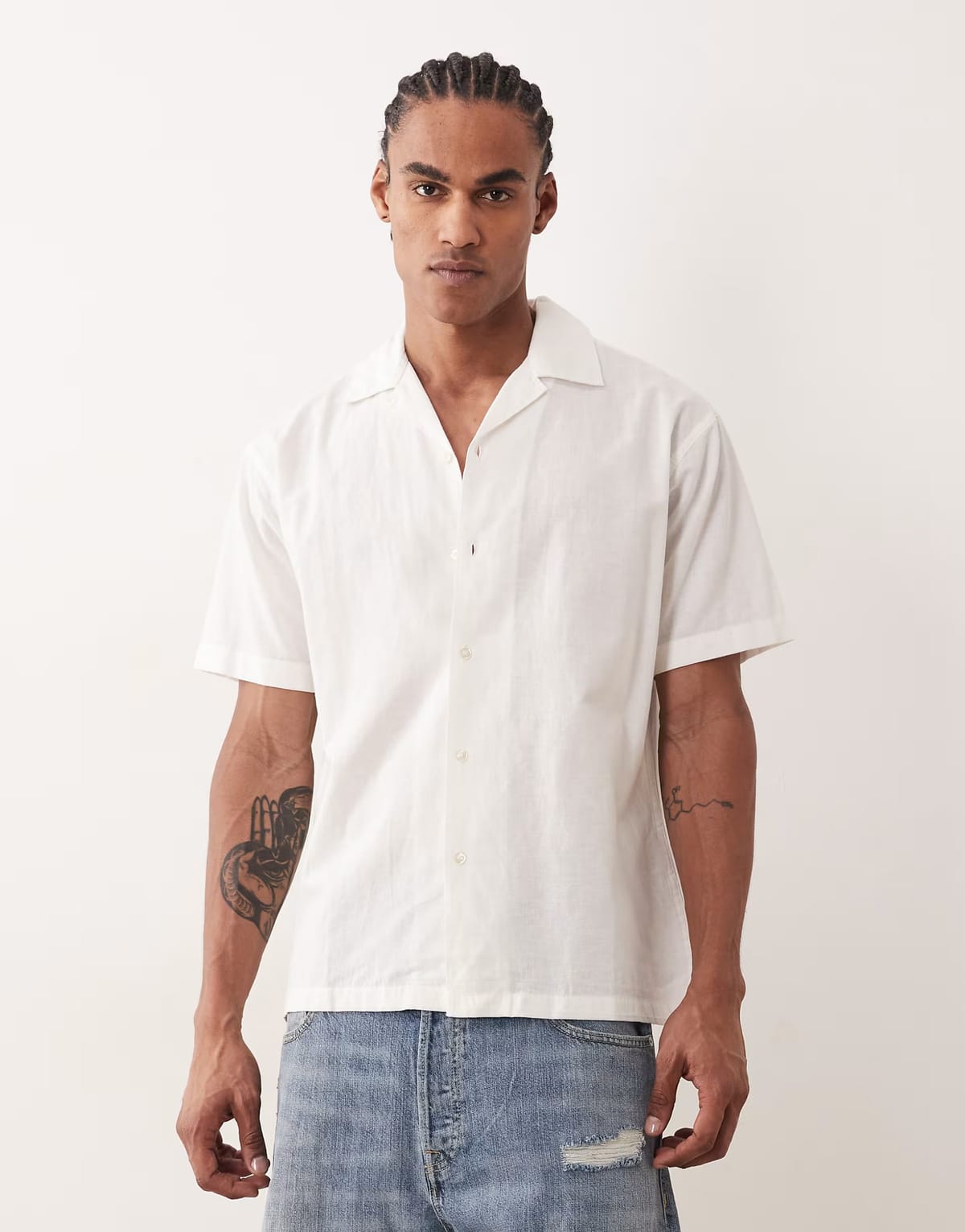 ASOS Jack & Jones short sleeve linen blend shirt in white - 1