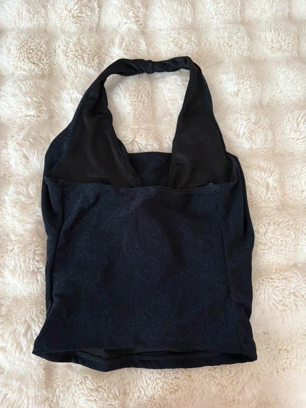 Bershka Navy glitter top