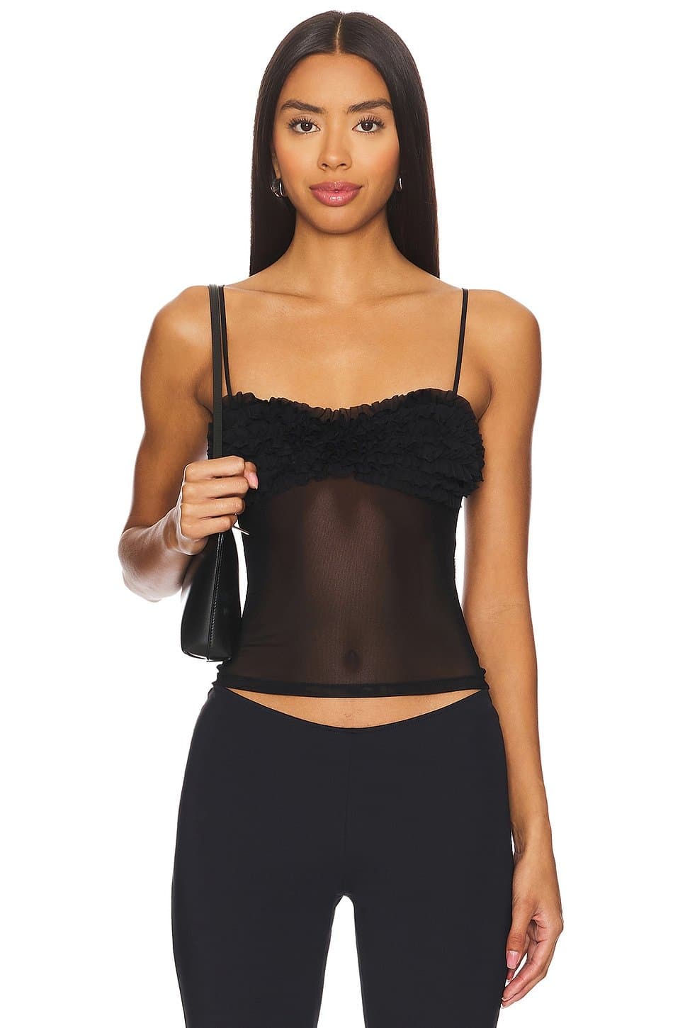 revolve Revolve Black Mesh Cami Top