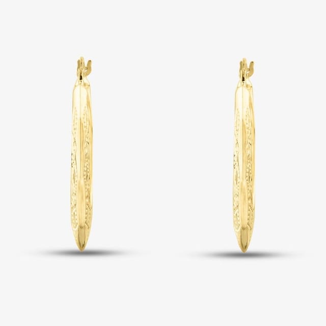 T.H.Baker T.H.Baker Women's 9ct Yellow Gold Patterned Creole Earrings UER102Y - 2
