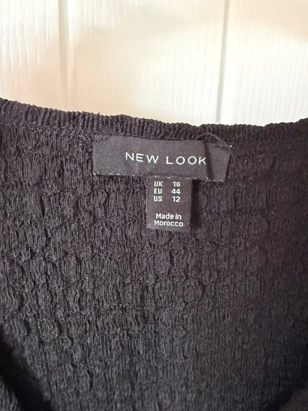 New Look Black Textured Sleeveless Waistcoat Top UK 16