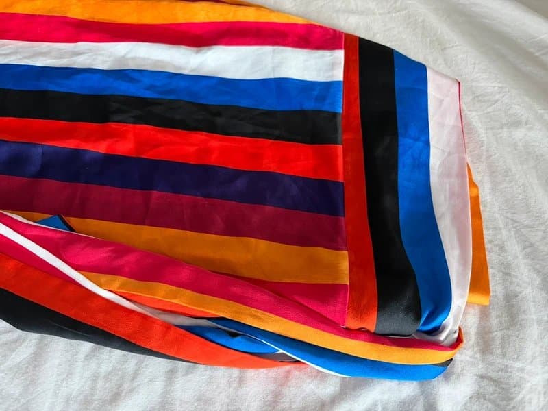 Never Fully Dressed Never Fully Dressed Jaspre Satin Wrap Skirt Rainbow Stripe Size S