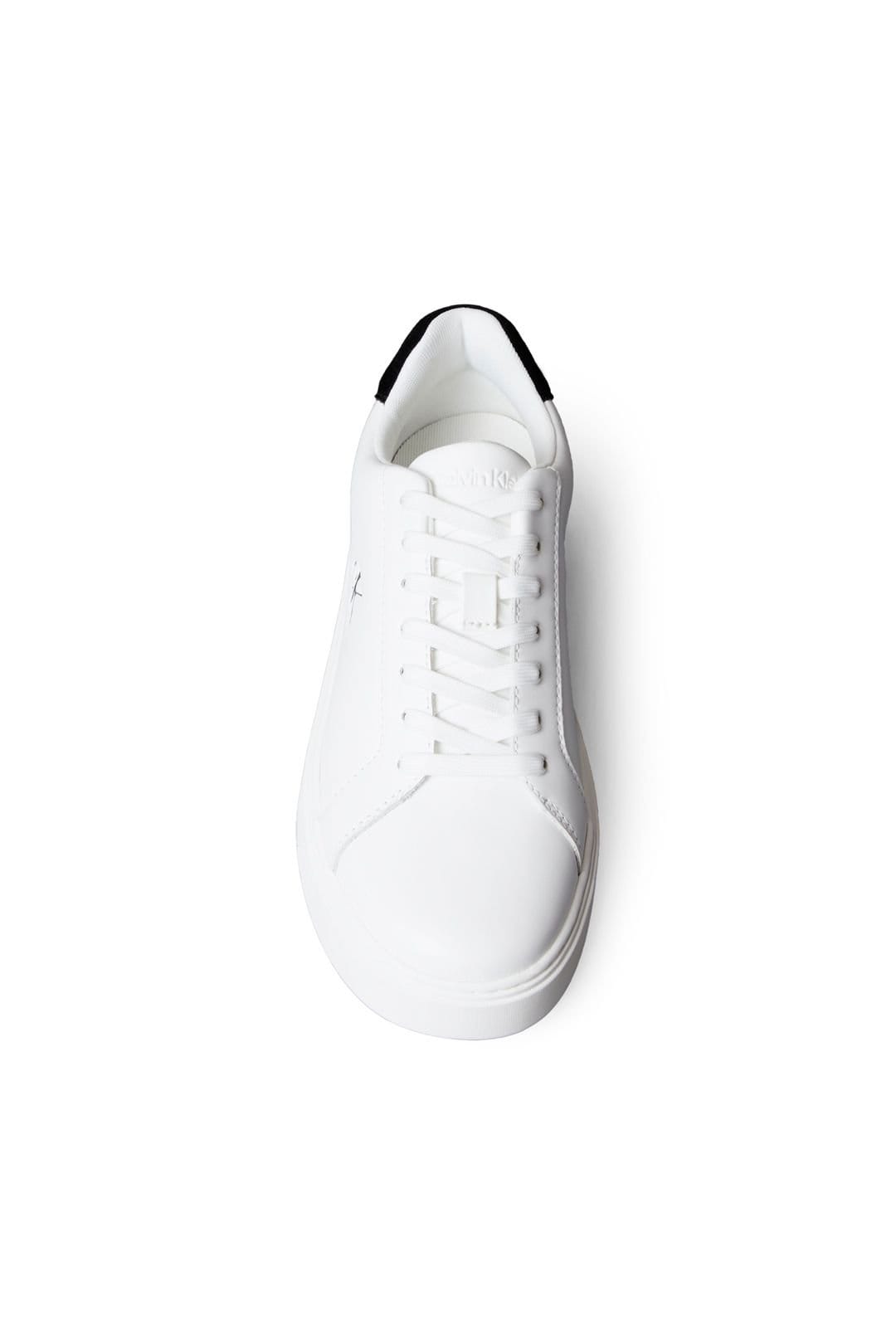 Calvin Klein Calvin Klein Men's Classic Cupsole Laceup Leather Trainer Bright White/Black in White - 4