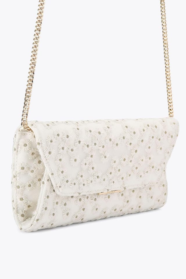 Carvela Carvela Women's 'Spirit Daisy Clutch' Fabric Bag in White - 2