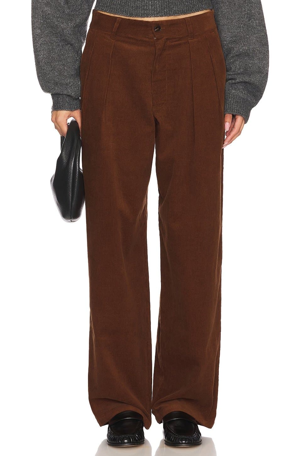 revolve Wide Leg Pleated Corduroy Pant