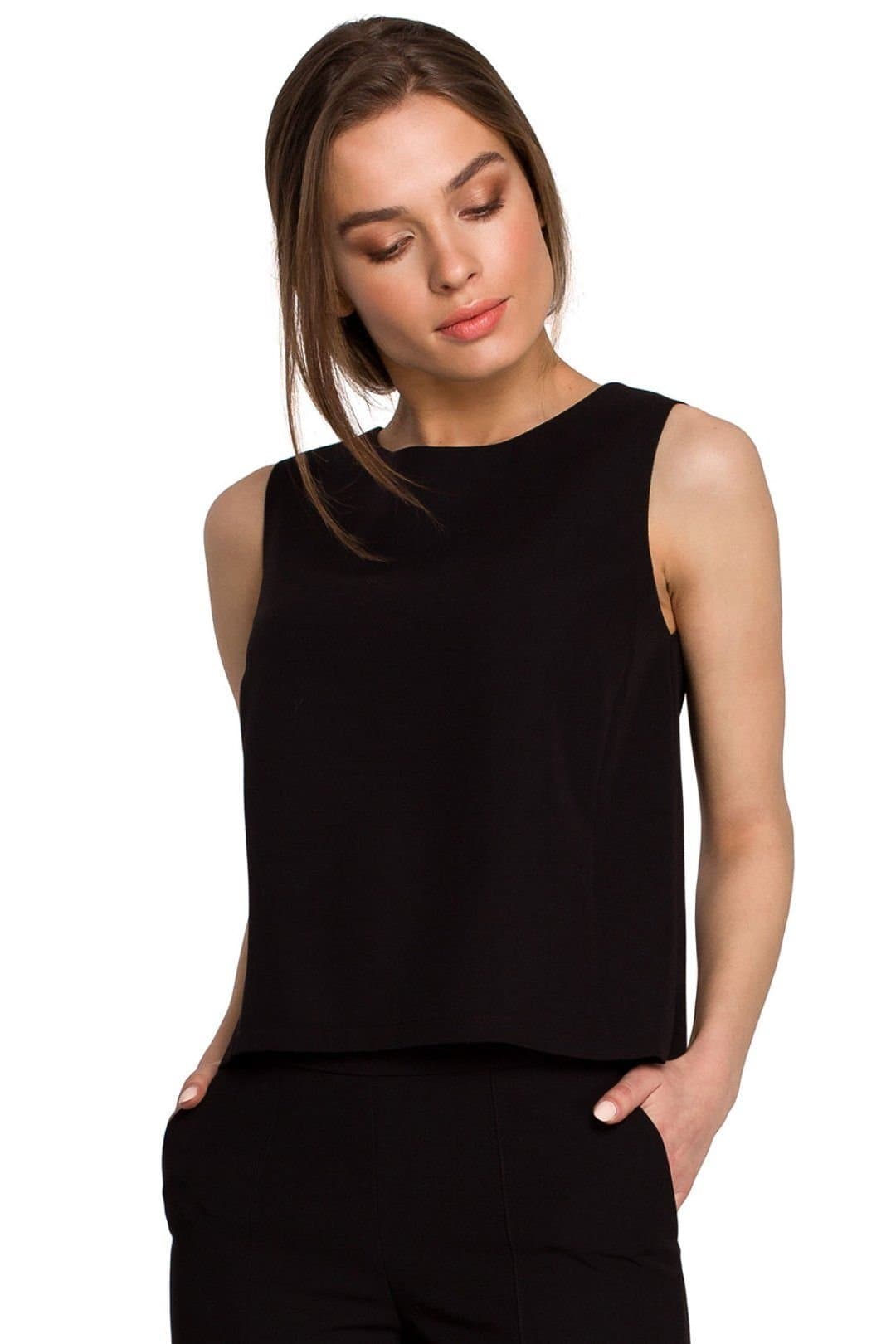Love Lace Love Lace Black Trapeze Sleeveless Blouse With Back Zip
