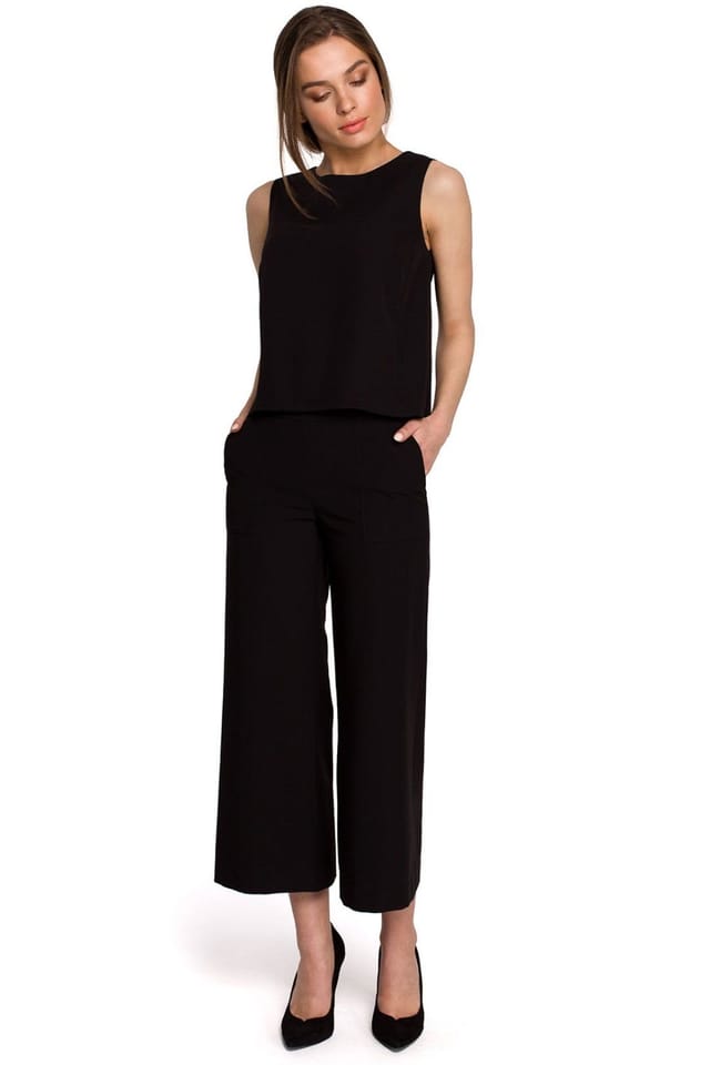 Love Lace Love Lace Women's Trapeze Sleeveless Blouse With Back Zip in Black - 2