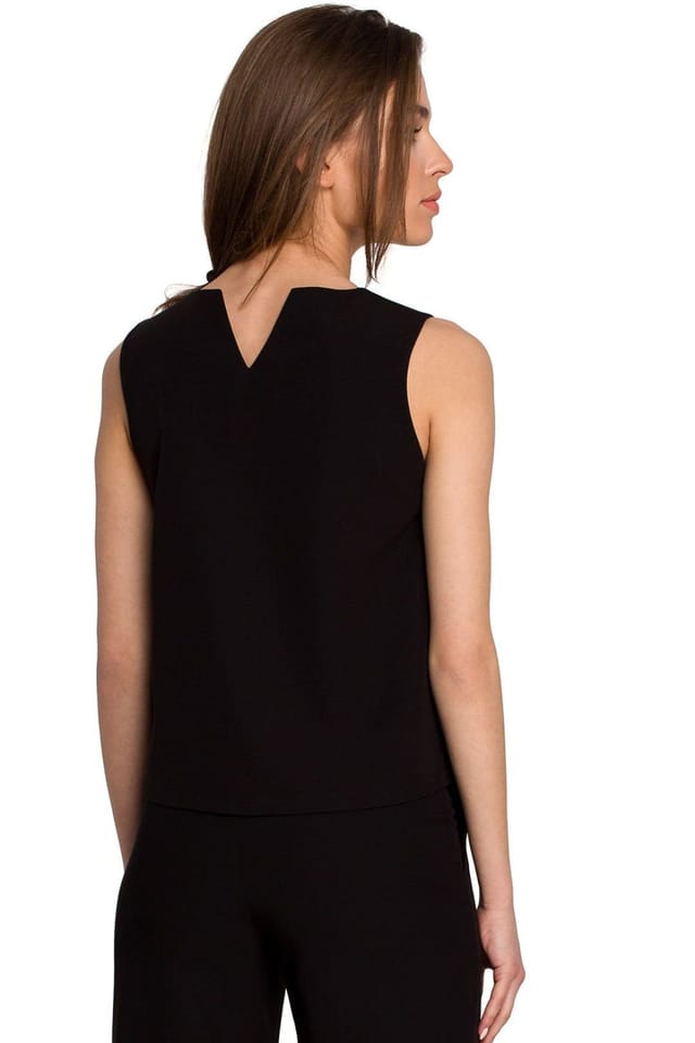 Love Lace Love Lace Women's Trapeze Sleeveless Blouse With Back Zip in Black - 3