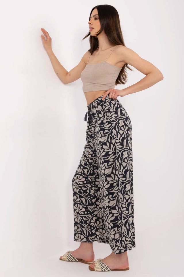 Love Lace Love Lace Women's Light Casual Viscose Wide Leg High Waist Trousers in Blue - 2