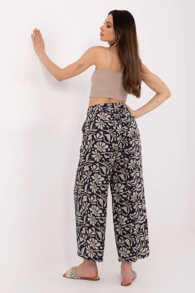 Love Lace Love Lace Women's Light Casual Viscose Wide Leg High Waist Trousers in Blue - 3