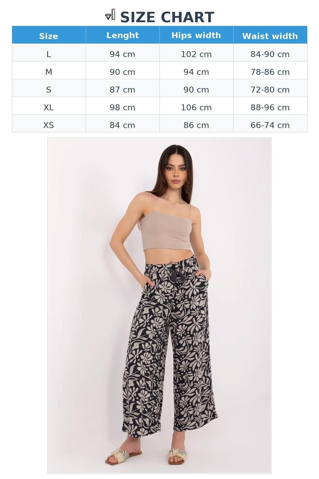 Love Lace Love Lace Women's Light Casual Viscose Wide Leg High Waist Trousers in Blue - 4