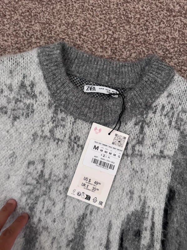 Zara Zara Knitted Jumper - Grey/Black - Men’s Size Medium - BNWT
