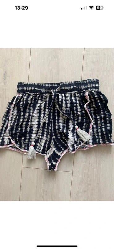 Topshop Black White Elasticated Tassel Shorts 8 Topshop