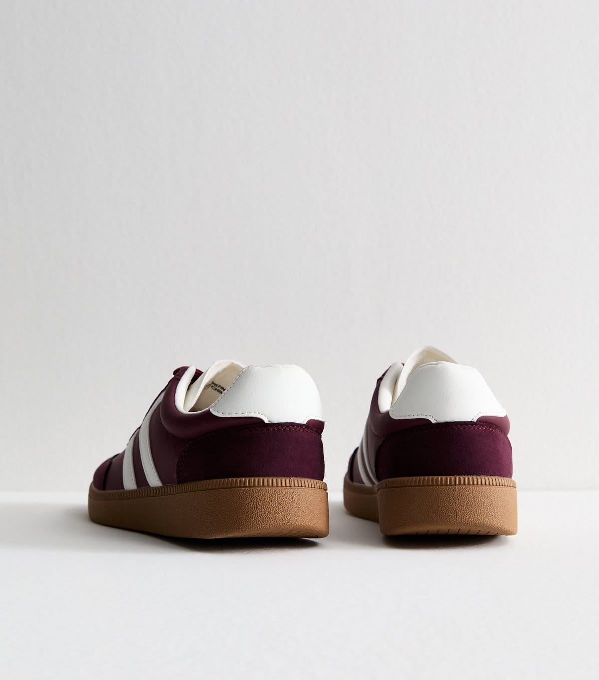 New Look Women's Burgundy Contrast Panel Faux Suede Trainers Vegan New Look - 4