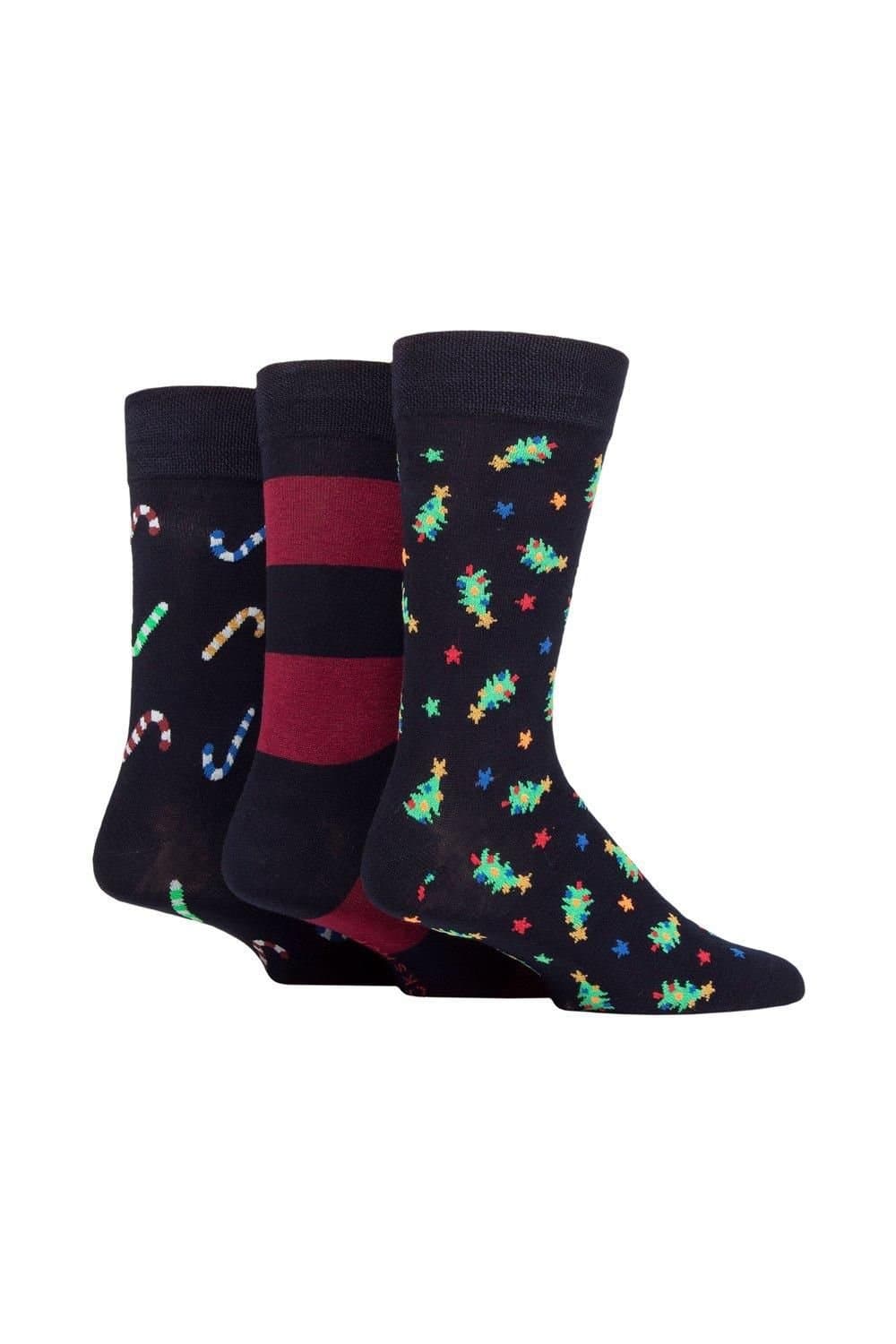 SOCKSHOP Lazy Panda SOCKSHOP Lazy Panda Men's 3 Pair Christmas Bamboo Socks in Black