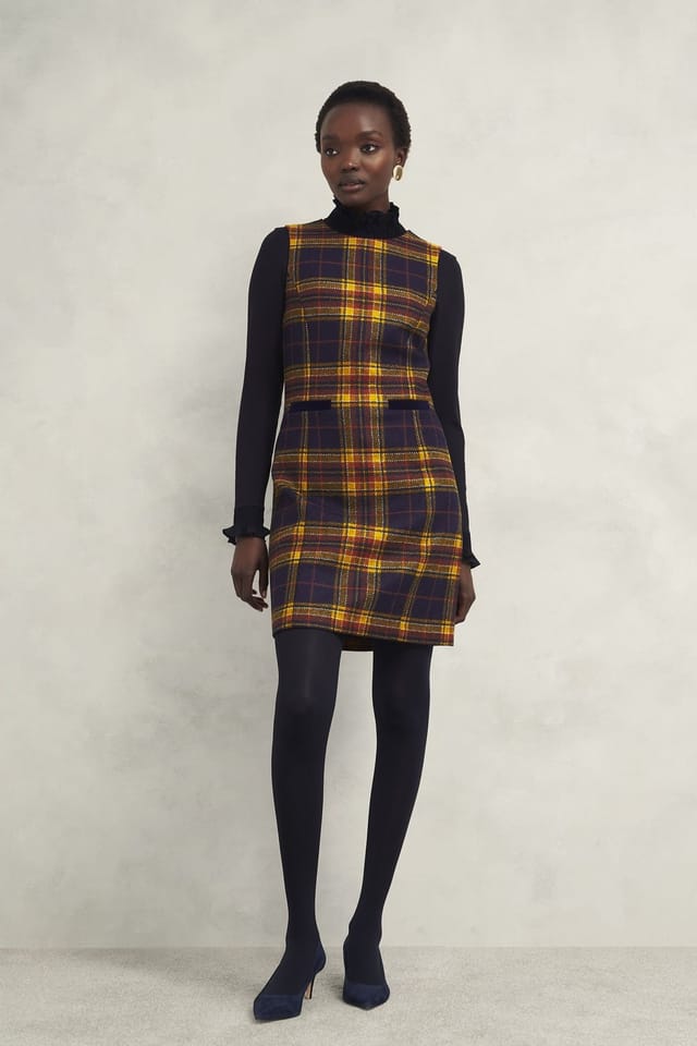 Hobbs London Hobbs London Women's Margot Checked Mini Dress in Dark Navy - 3