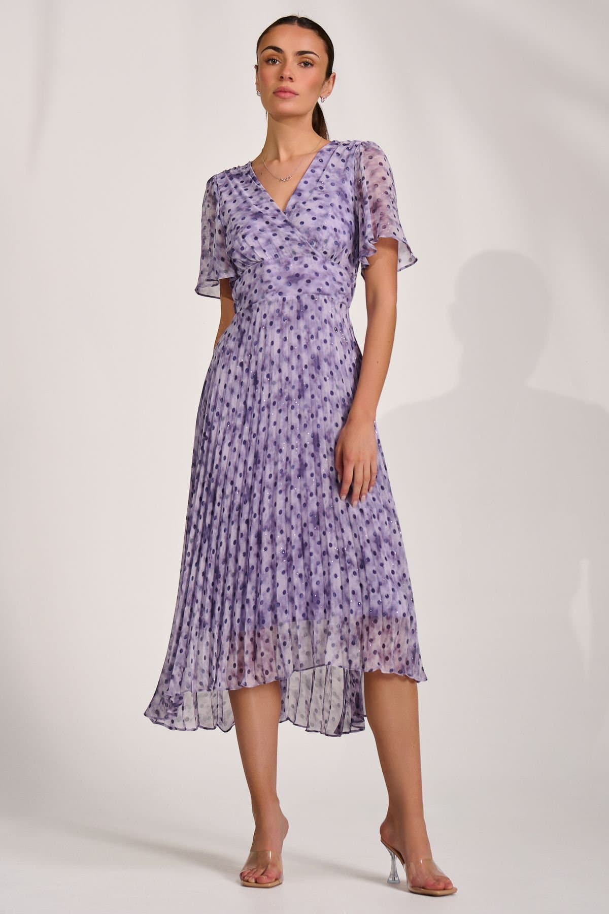 Jolie Moi Jolie Moi Women's Printed Chiffon Glitter Maxi Dress