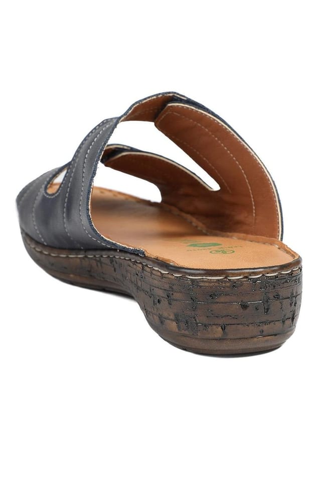 Pavers Pavers Women's Wide Fit Leather Adjustable Fastening Sandals in Navy - 3