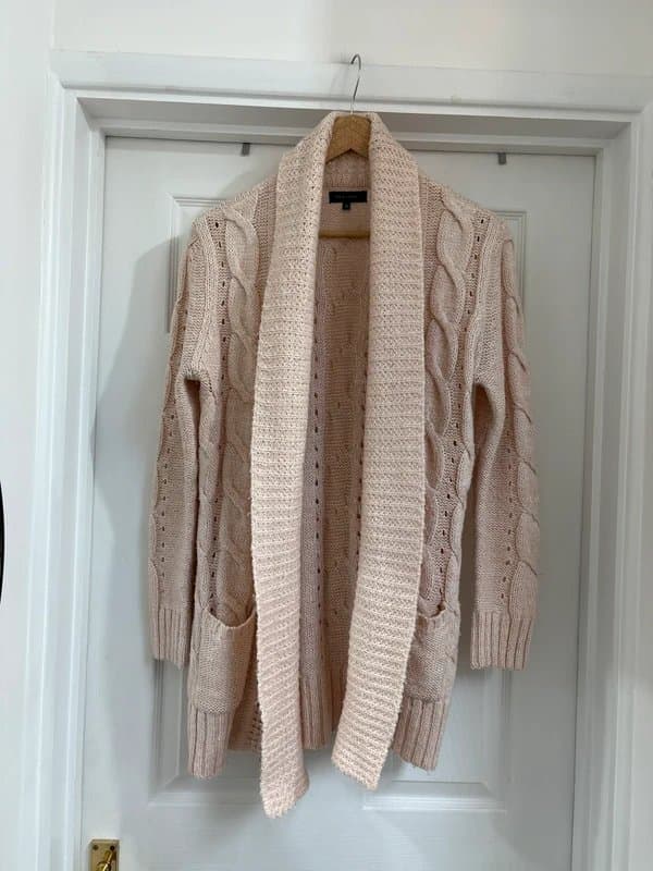 New Look Lovely Women’s New Look Blush Pink Chunky Longline Edge to Edge Knit Cardigan size 12