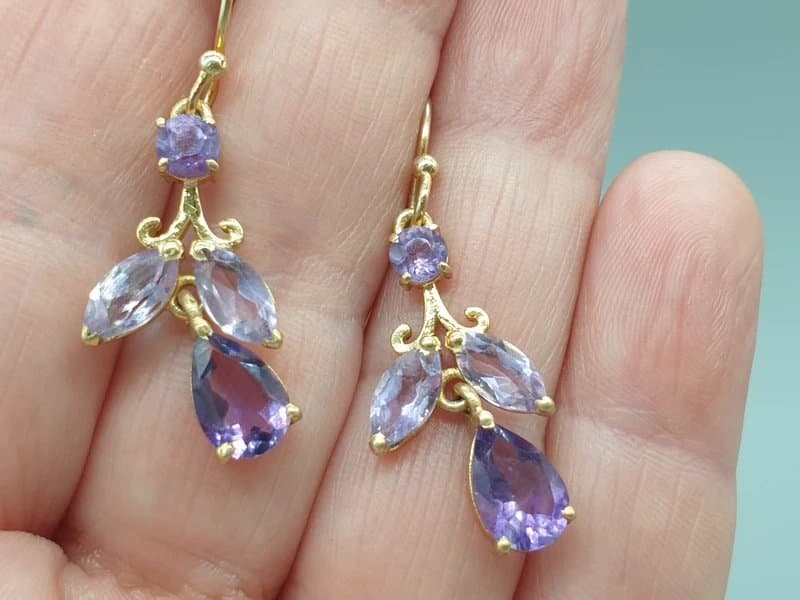 Amethyst 9ct Gold over 925 Sterling Silver Amethyst Earrings