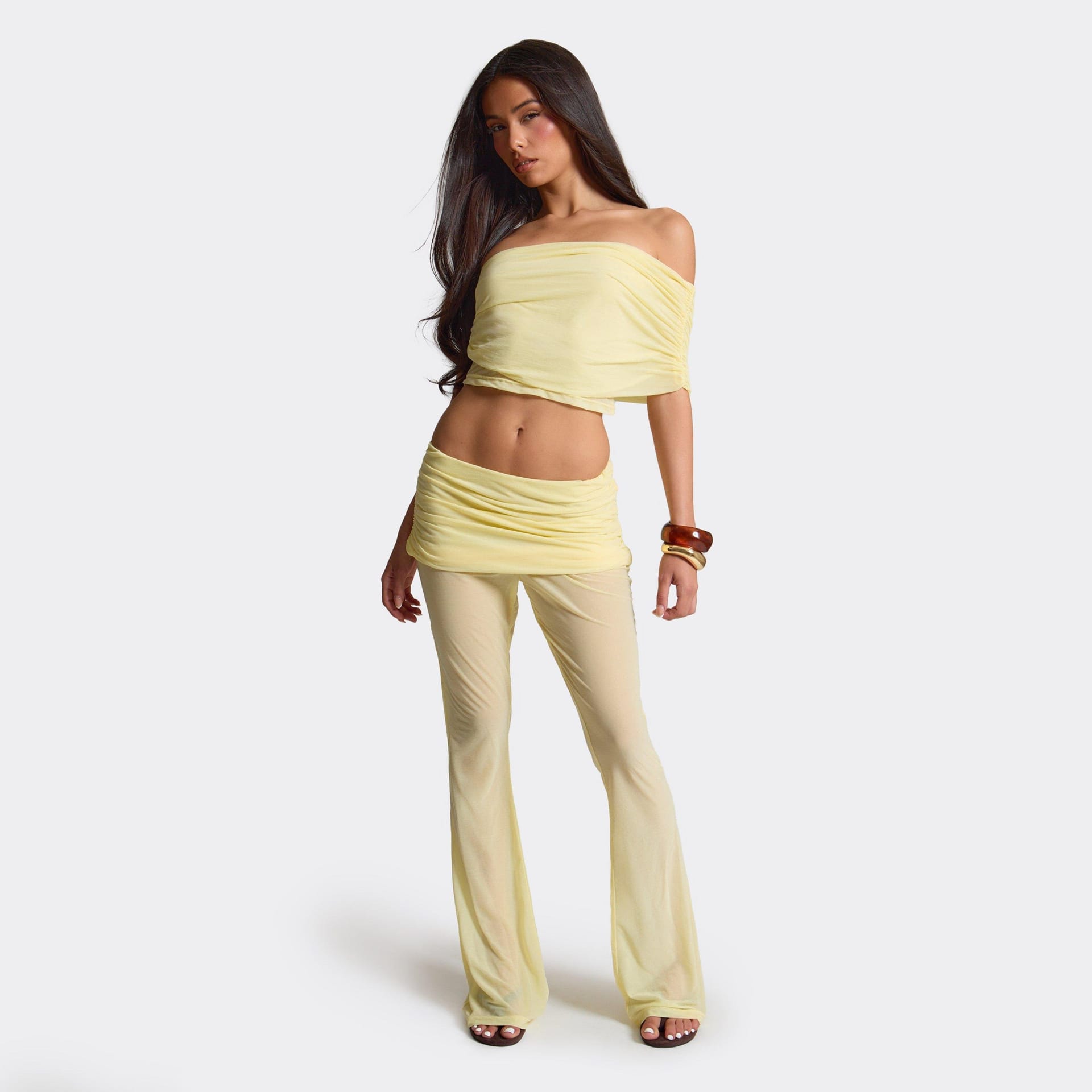EGO Lemon Chiffon Flared Stretchy Skinny Trousers