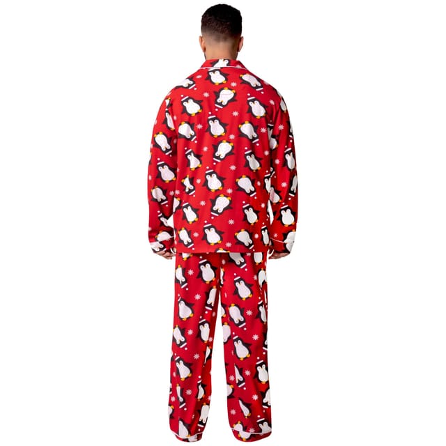 Harry Bear Harry Bear Men's Pengiun Long Sleeve Christmas Pyjamas in Red - 3