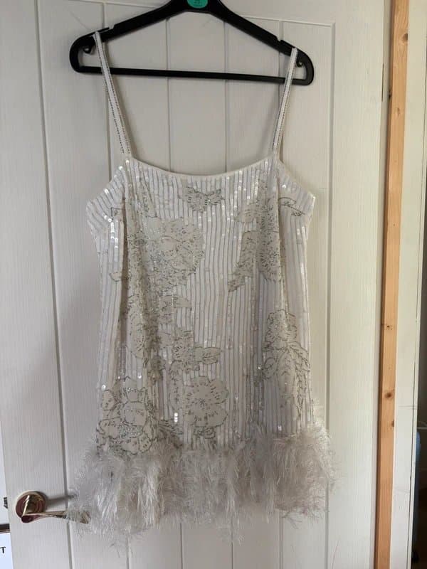 ASOS ASOS edition white embellished fur dress