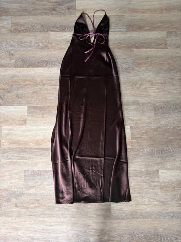 ASOS Design ASOS design bias cut cami maxi dress with tie details mocha brown