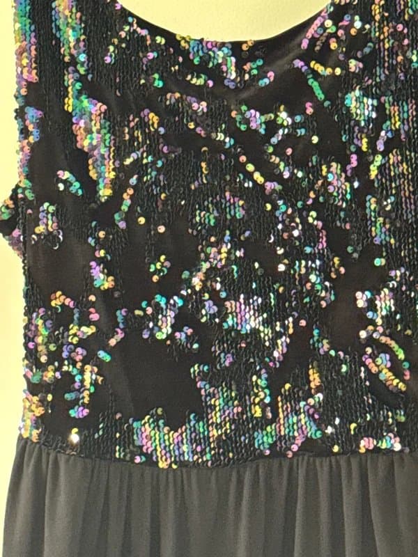 Showcase Showcase Black Sequin Maxi Dress UK 16 New Unworn Belted Evening Prom Cruise