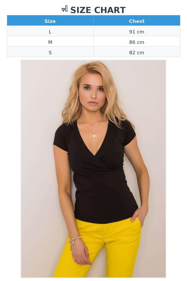 Love Lace Love Lace Women's Fitted Short Sleeve Envelope Neck Blouse Style 191768 in Black - 3