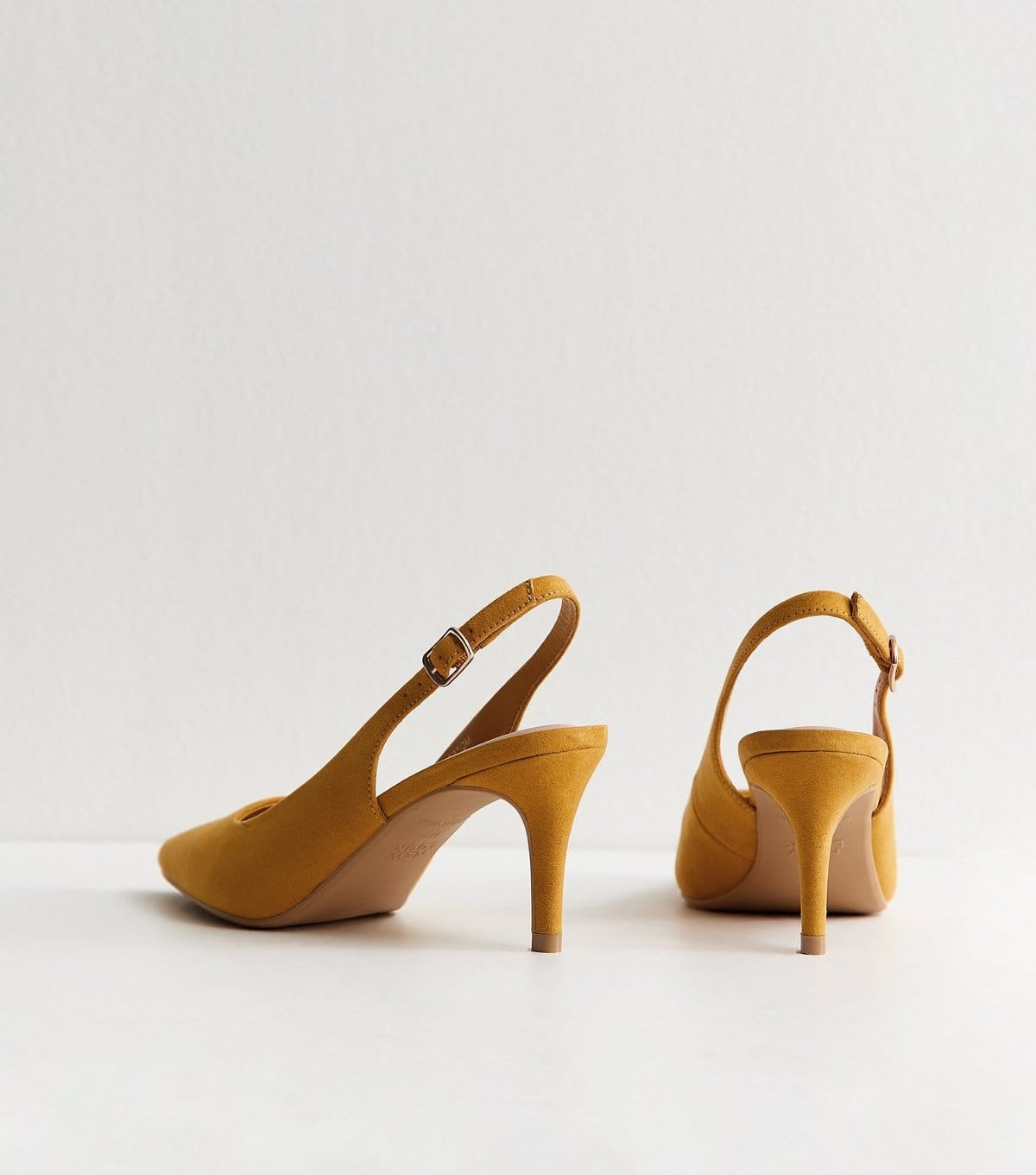 New Look Women's Dark Yellow Faux Suede Slingback Pumps Vegan New Look - 4