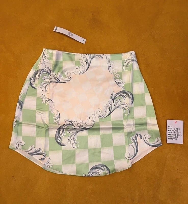ASOS ASOS cute satin skirt in green checkerboard print