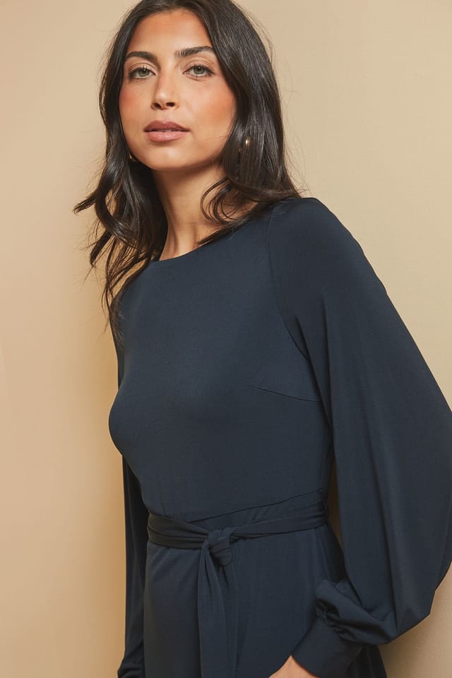 Wallis Wallis Women's Jersey Belted Midi Dress in Navy - 3