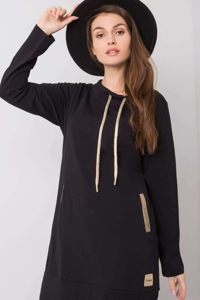 Love Lace Love Lace Women's Long Sleeve Cotton Dress with Slip Pockets Style 159848 in Black - 2