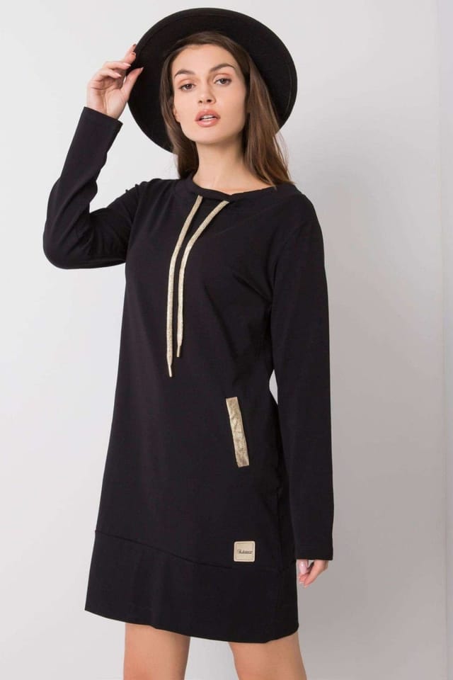 Love Lace Love Lace Women's Long Sleeve Cotton Dress with Slip Pockets Style 159848 in Black - 3