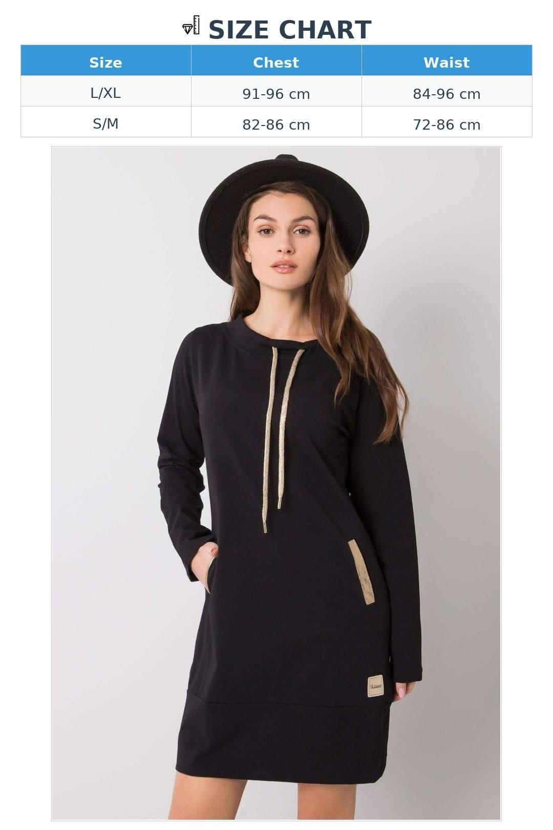 Love Lace Love Lace Women's Long Sleeve Cotton Dress with Slip Pockets Style 159848 in Black - 4