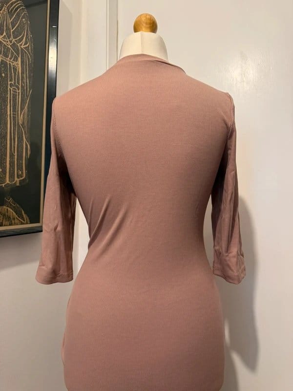 Ribbed Ruched Bodycon Midi Dress, Blush Pink